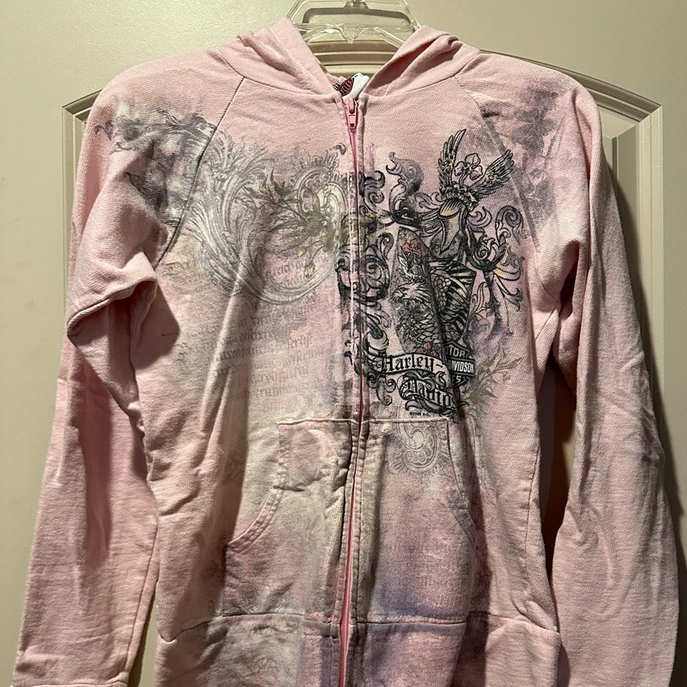 Embellished Harley Davidson zip hoodie for women